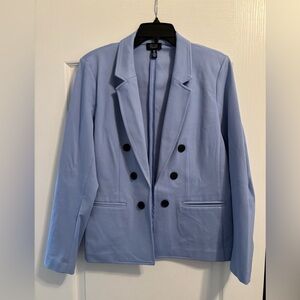 Jones New York Signature Light Blue Double-Breasted Blazer